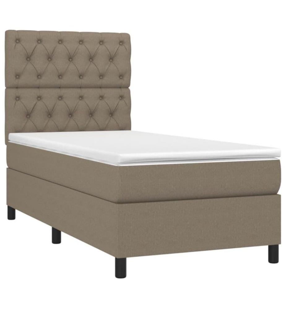 Sommier tapissier avec matelas et LED Taupe 80x200cm Tissu