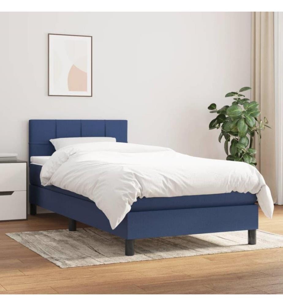 Lit à sommier tapissier avec matelas Bleu 80x200 cm Tissu