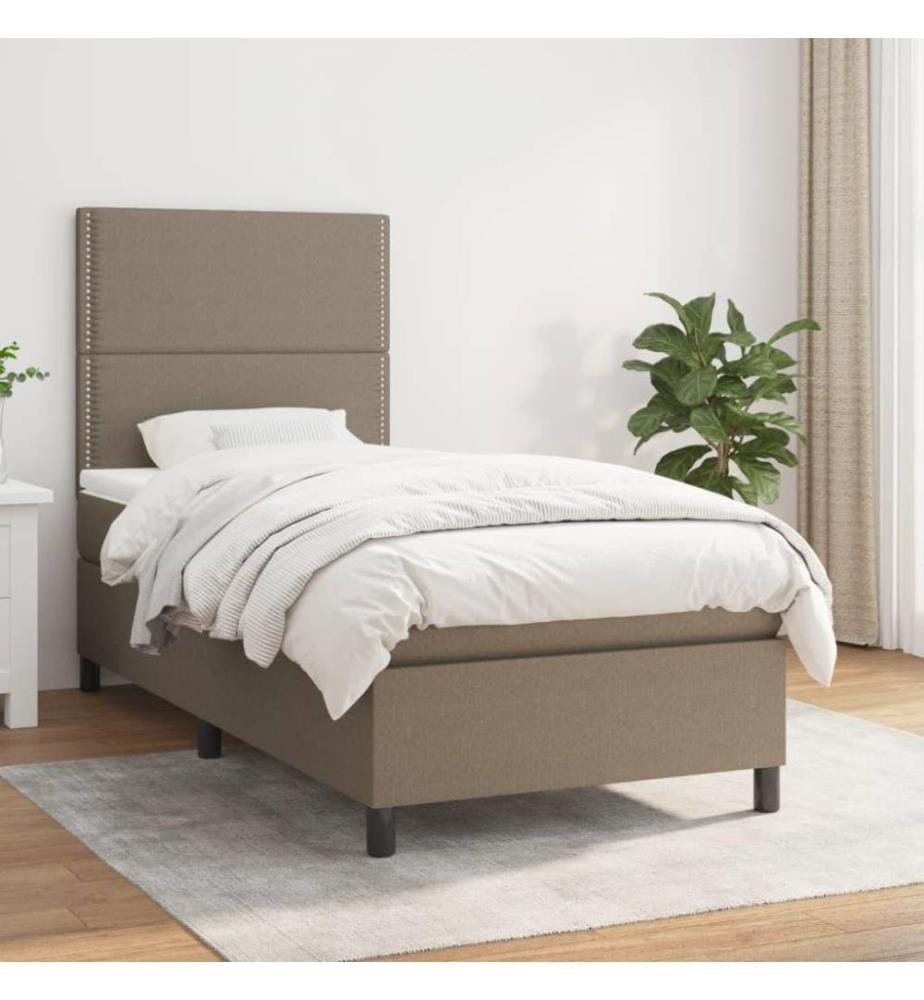 Lit à sommier tapissier avec matelas Taupe 80x200 cm Tissu