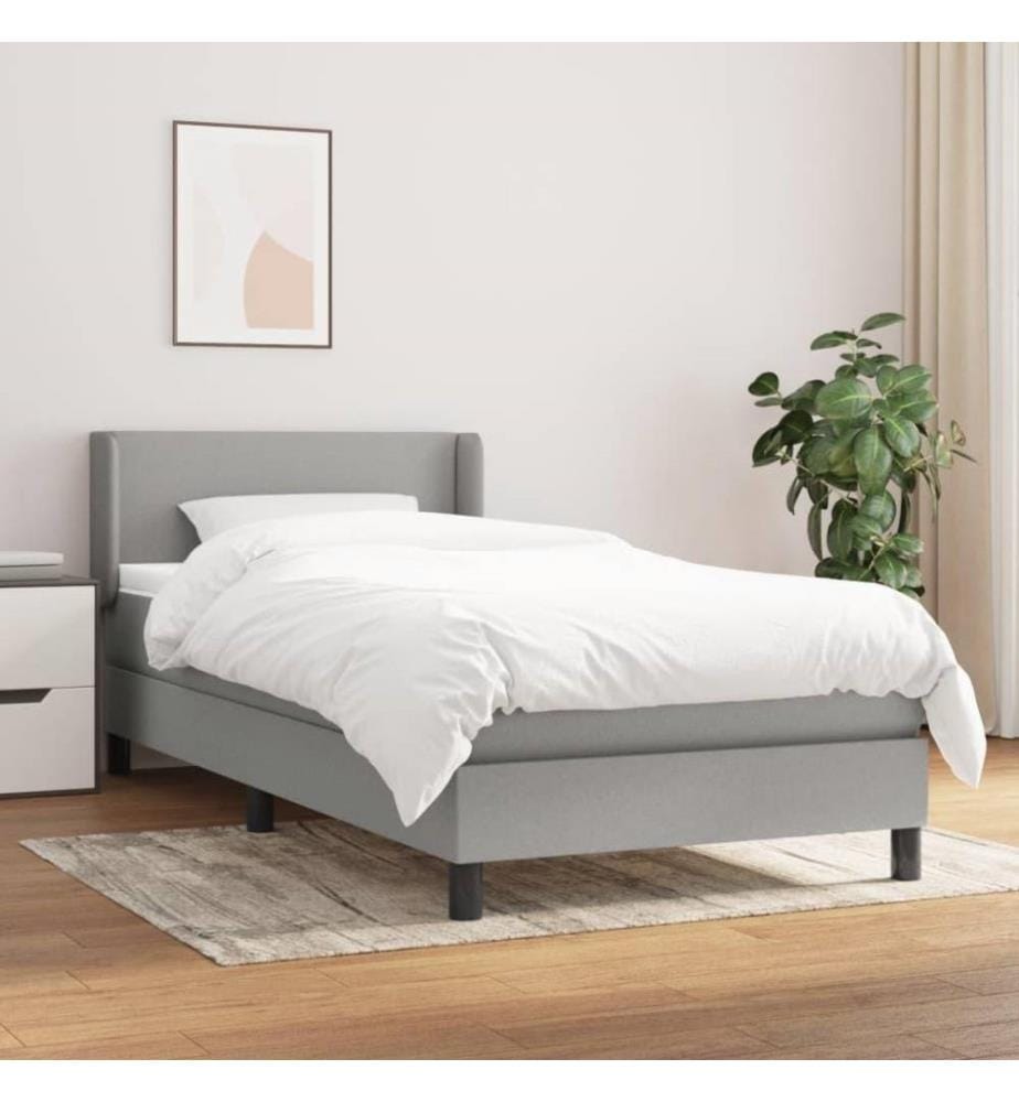 Boxspringbett mit Matratze Hellgrau 80x200 cm Stoff