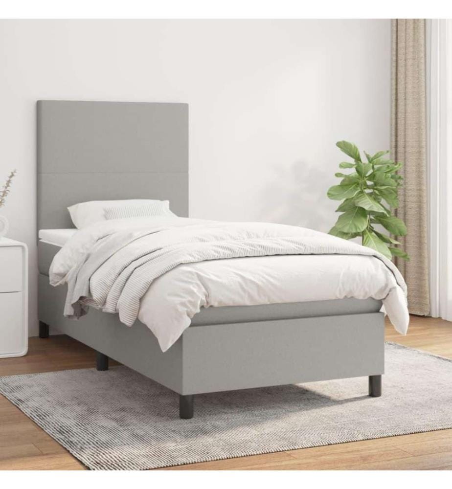 Boxspringbett mit Matratze Hellgrau 80x200 cm Stoff