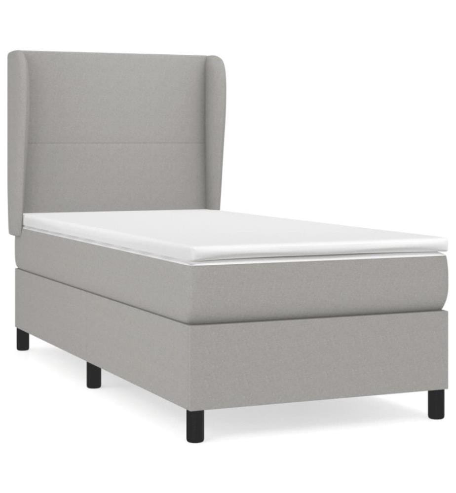 Boxspringbett mit Matratze Hellgrau 80x200 cm Stoff