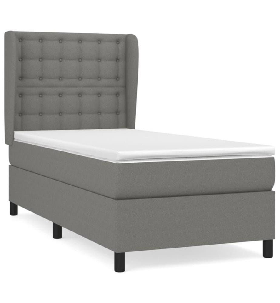 Boxspringbett mit Matratze Dunkelgrau 80x200 cm Stoff