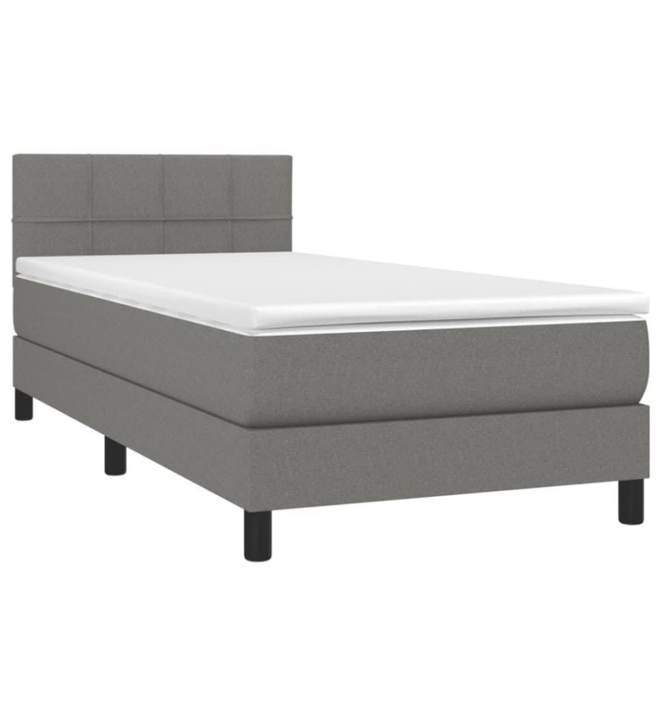 Boxspringbett mit Matratze & LED Dunkelgrau 80x200 cm Stoff