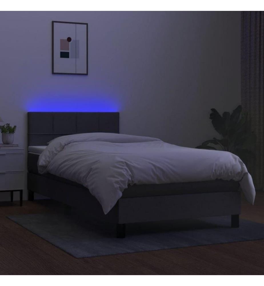Boxspringbett mit Matratze & LED Dunkelgrau 80x200 cm Stoff