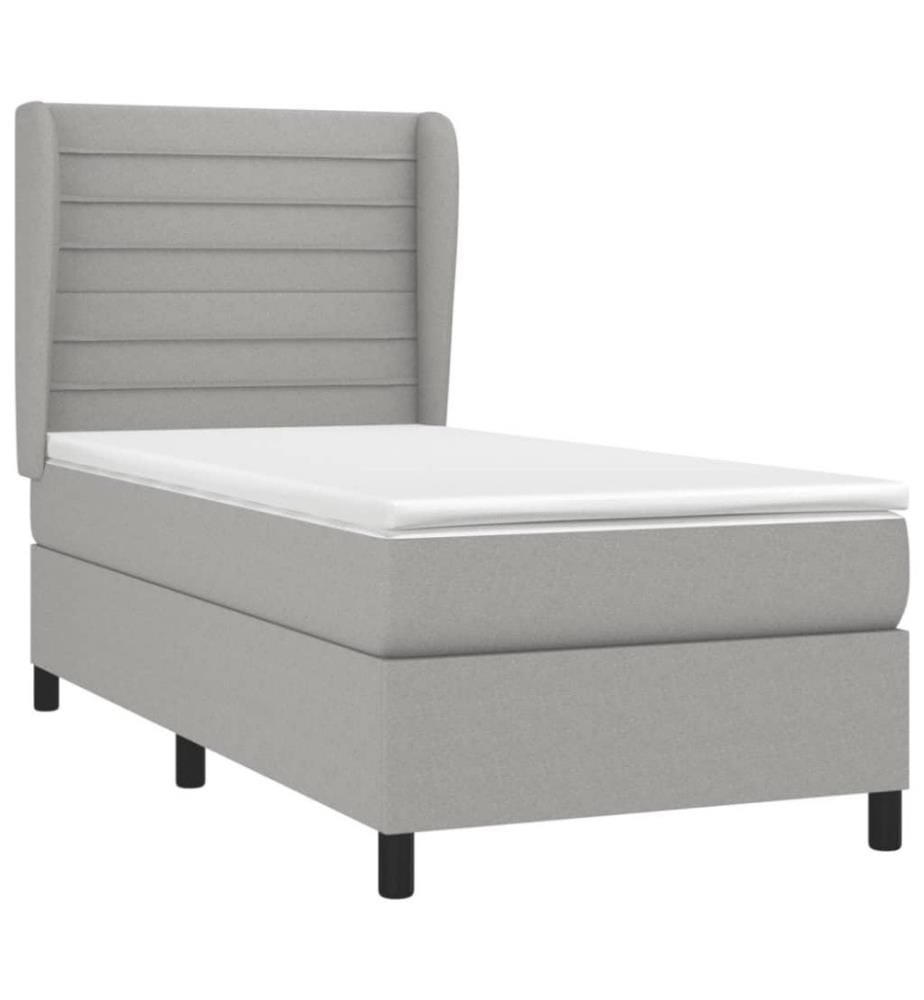 Boxspringbett mit Matratze Hellgrau 80x200 cm Stoff
