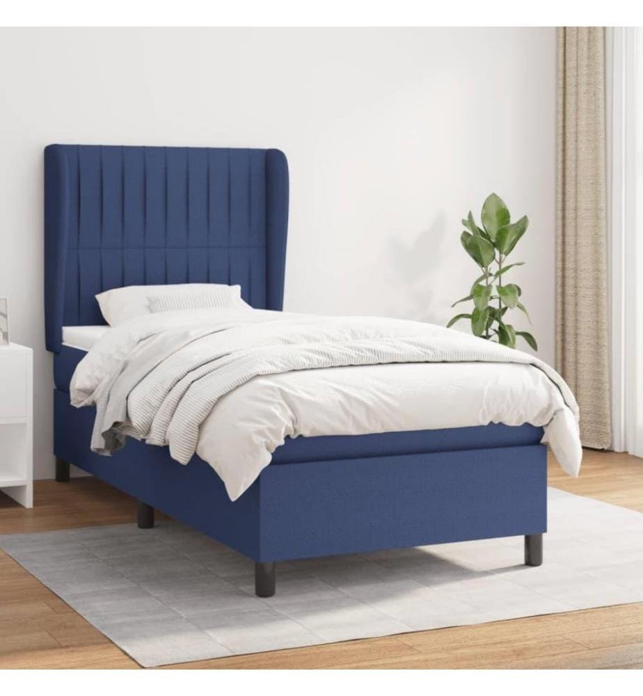 Boxspringbett mit Matratze Blau 80x200 cm Stoff