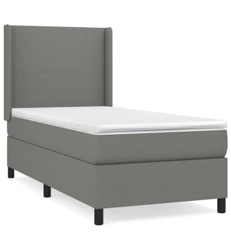 Boxspringbett mit Matratze Dunkelgrau 80x200 cm Stoff