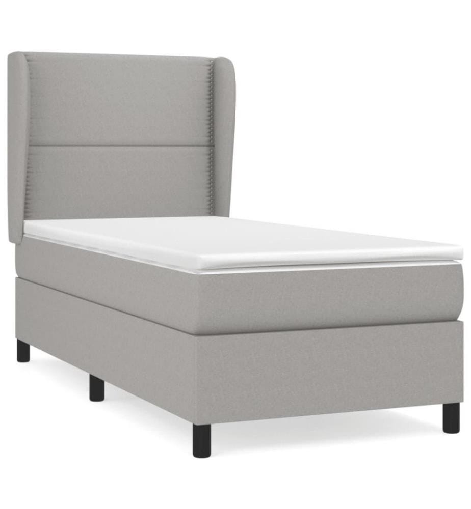 Boxspringbett mit Matratze Hellgrau 80x200 cm Stoff