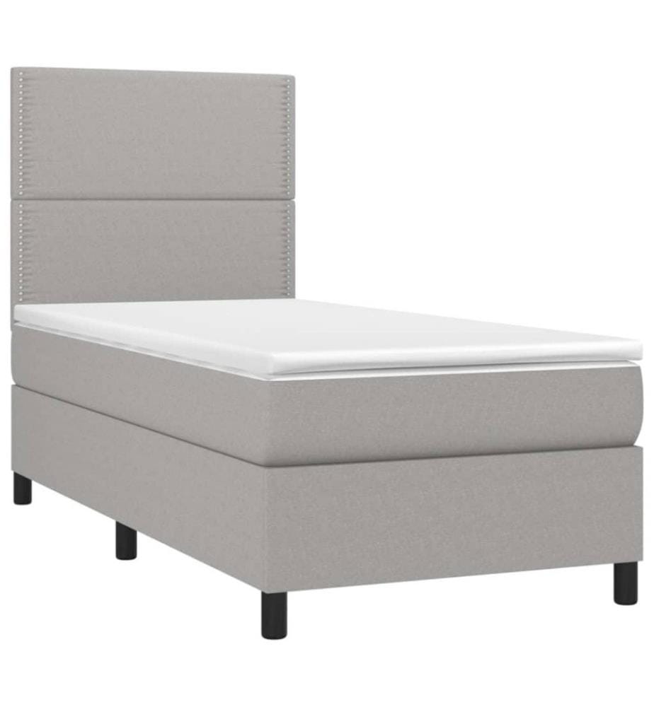 Boxspringbett mit Matratze & LED Hellgrau 80x200 cm Stoff