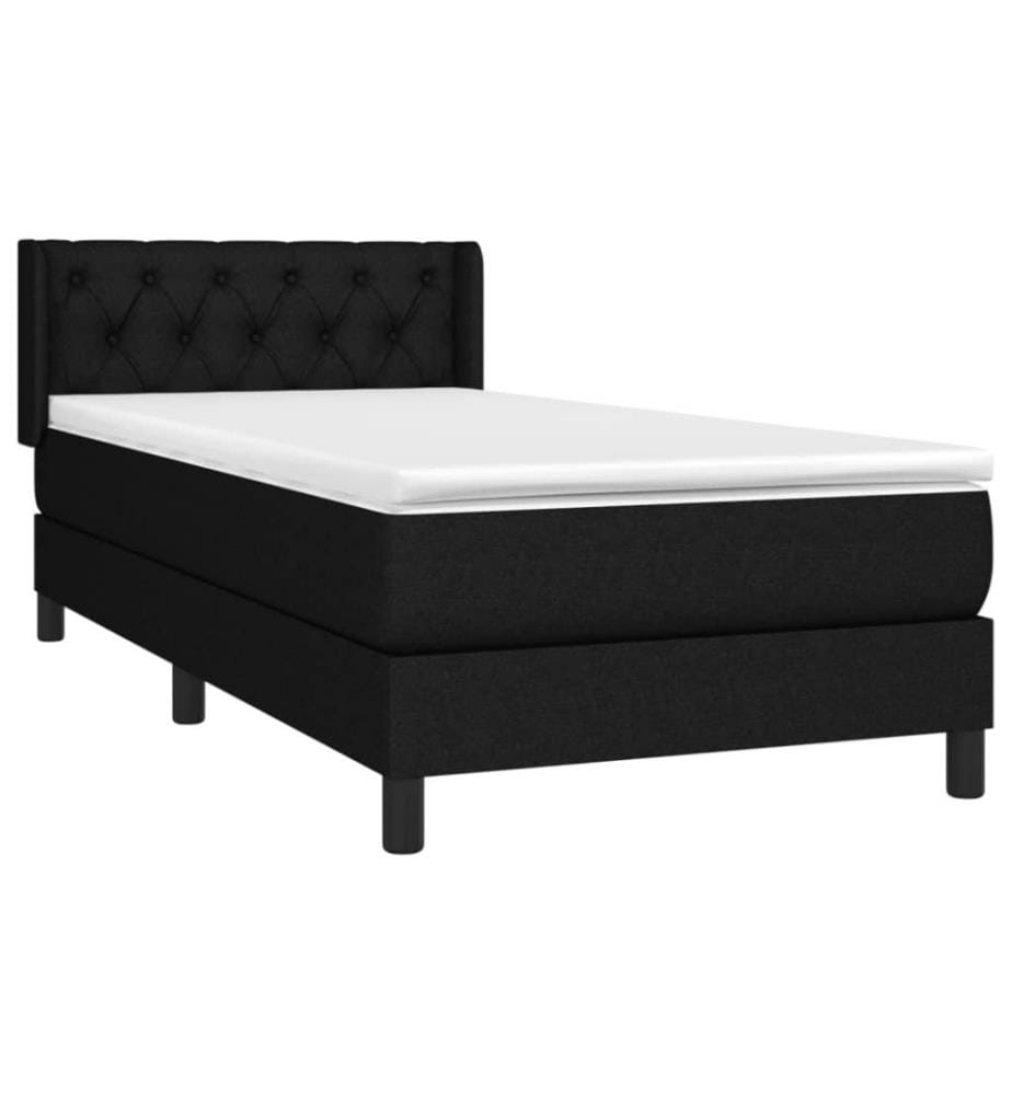 Lit à sommier tapissier et matelas Noir 80x200 cm Tissu