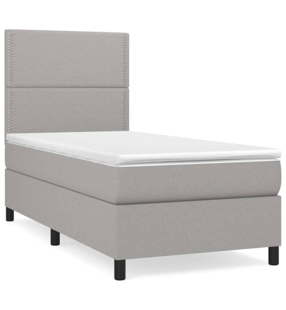 Boxspringbett mit Matratze Hellgrau 80x200 cm Stoff