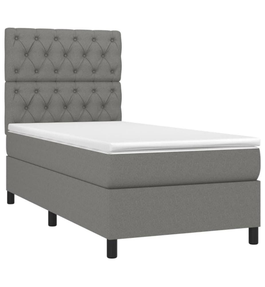Boxspringbett mit Matratze & LED Dunkelgrau 80x200 cm Stoff
