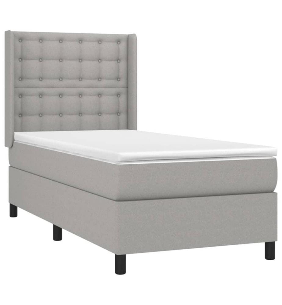 Boxspringbett mit Matratze & LED Hellgrau 80x200 cm Stoff