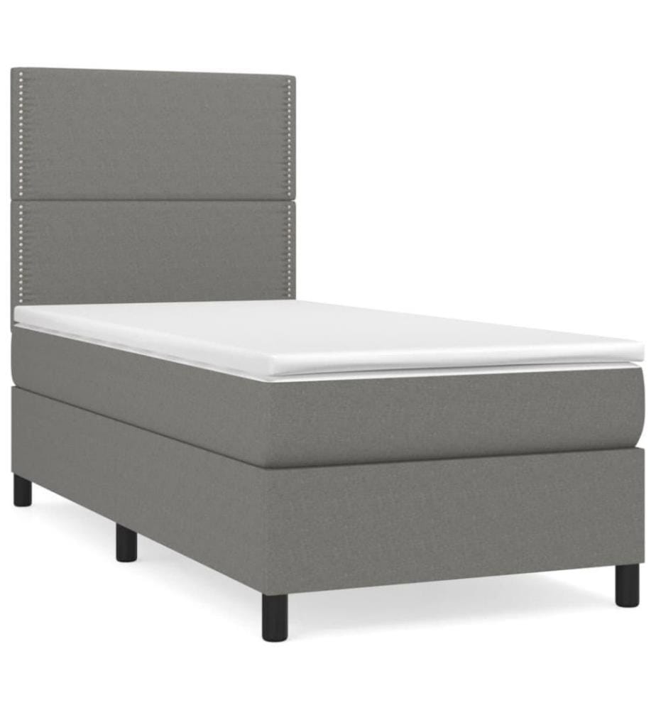 Boxspringbett mit Matratze Dunkelgrau 80x200 cm Stoff