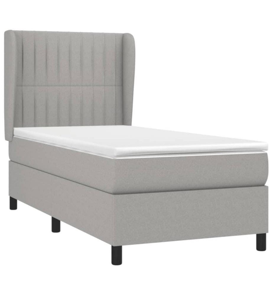 Boxspringbett mit Matratze Hellgrau 80x200 cm Stoff