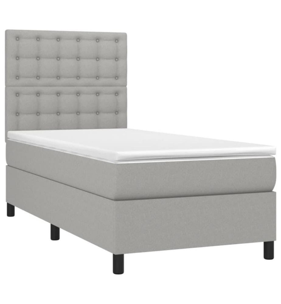 Boxspringbett mit Matratze & LED Hellgrau 80x200 cm Stoff