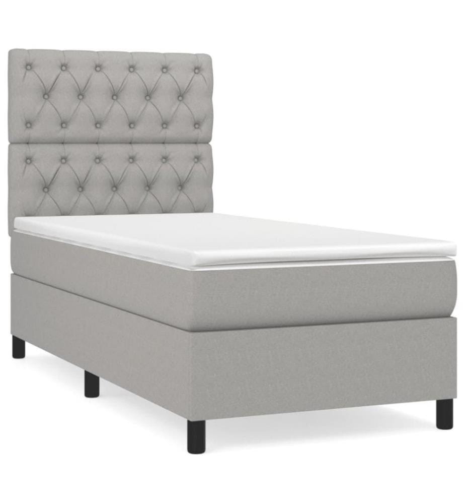 Boxspringbett mit Matratze Hellgrau 80x200 cm Stoff