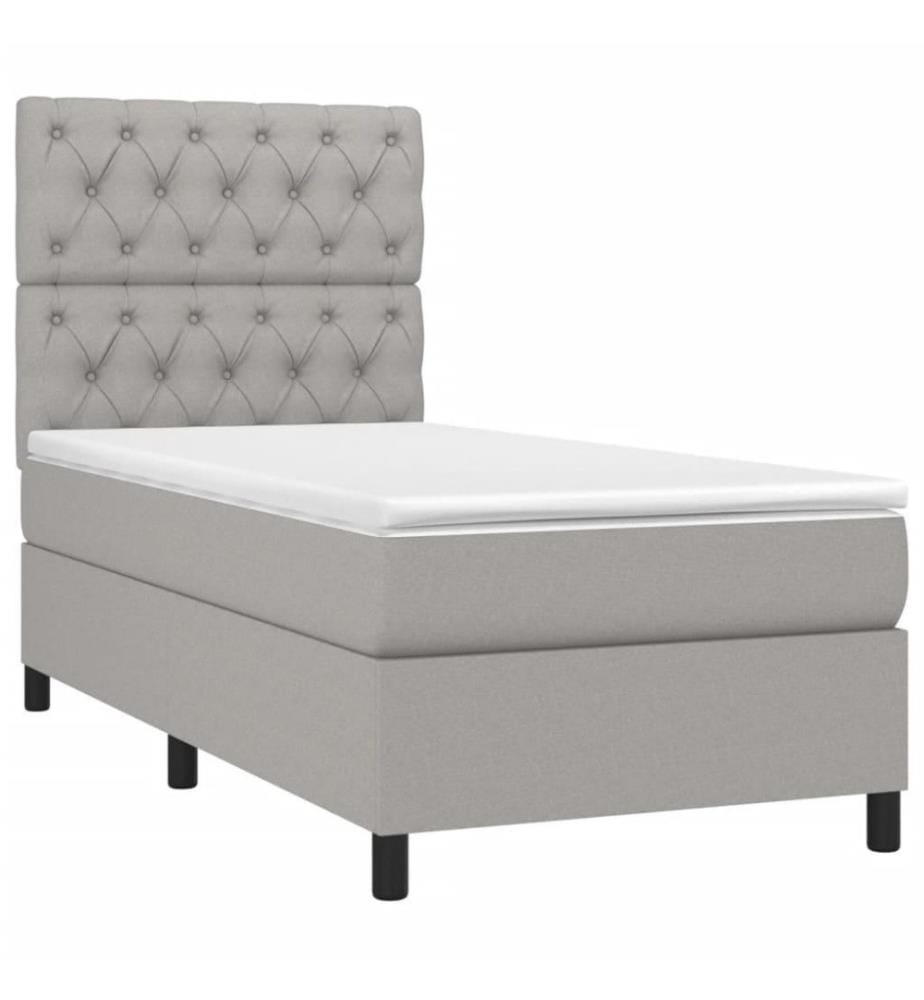 Boxspringbett mit Matratze Hellgrau 80x200 cm Stoff