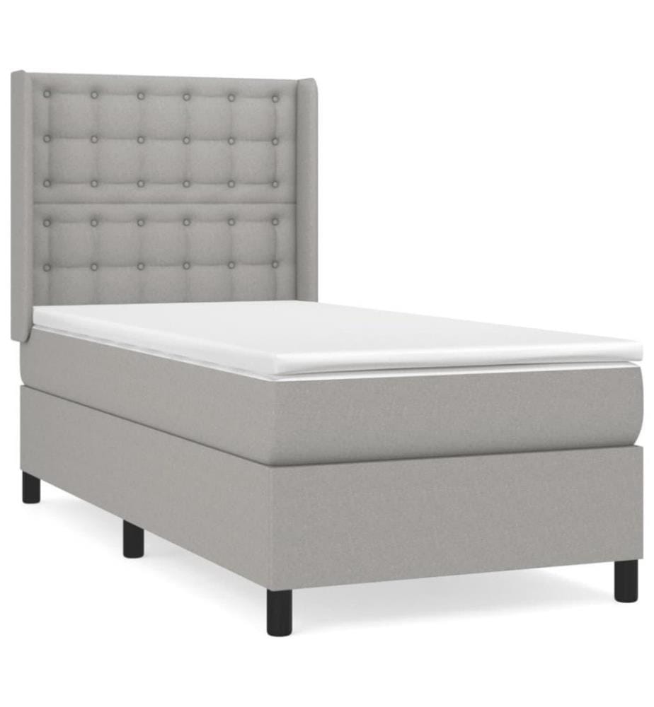 Boxspringbett mit Matratze Hellgrau 80x200 cm Stoff