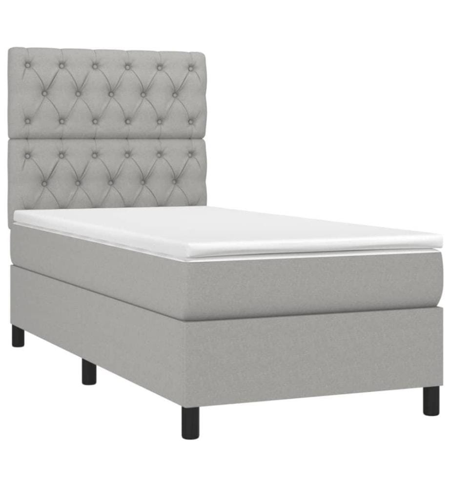 Boxspringbett mit Matratze & LED Hellgrau 80x200 cm Stoff