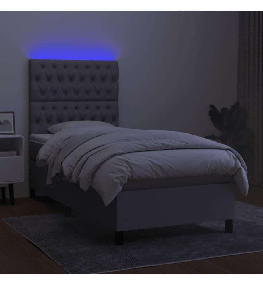 Boxspringbett mit Matratze & LED Hellgrau 80x200 cm Stoff