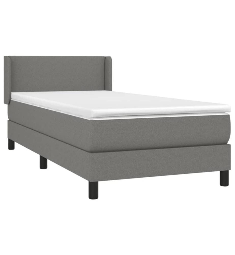 Lit à sommier tapissier avec matelas Gris foncé 80x200 cm Tissu