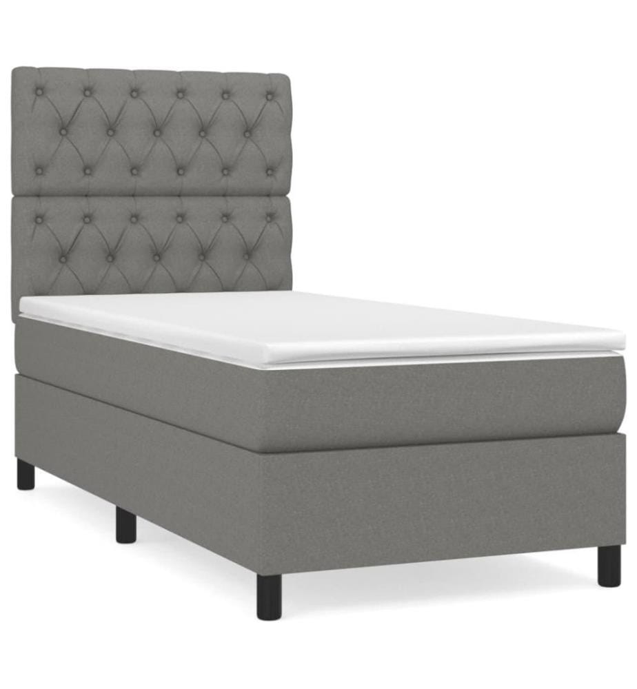 Boxspringbett mit Matratze Dunkelgrau 80x200 cm Stoff