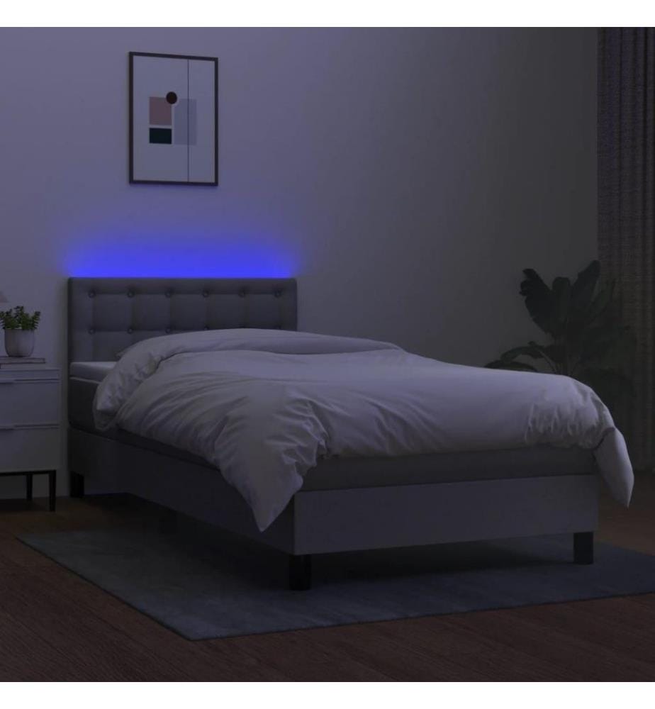 Boxspringbett mit Matratze & LED Hellgrau 80x200 cm Stoff