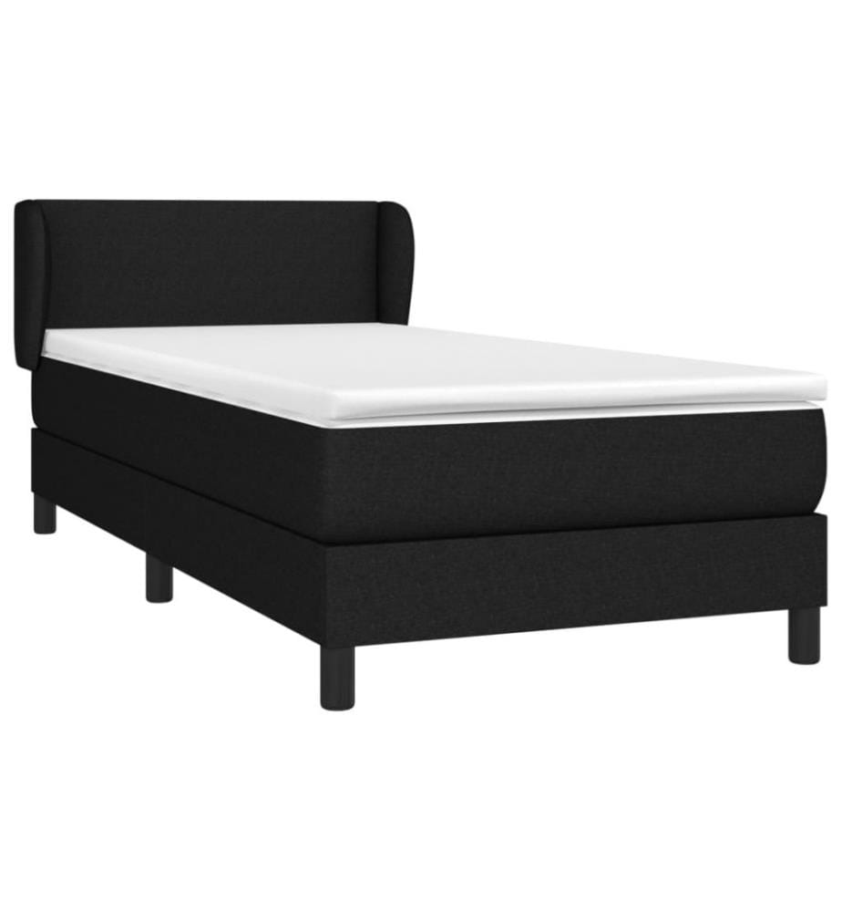 Lit à sommier tapissier et matelas Noir 80x200 cm Tissu