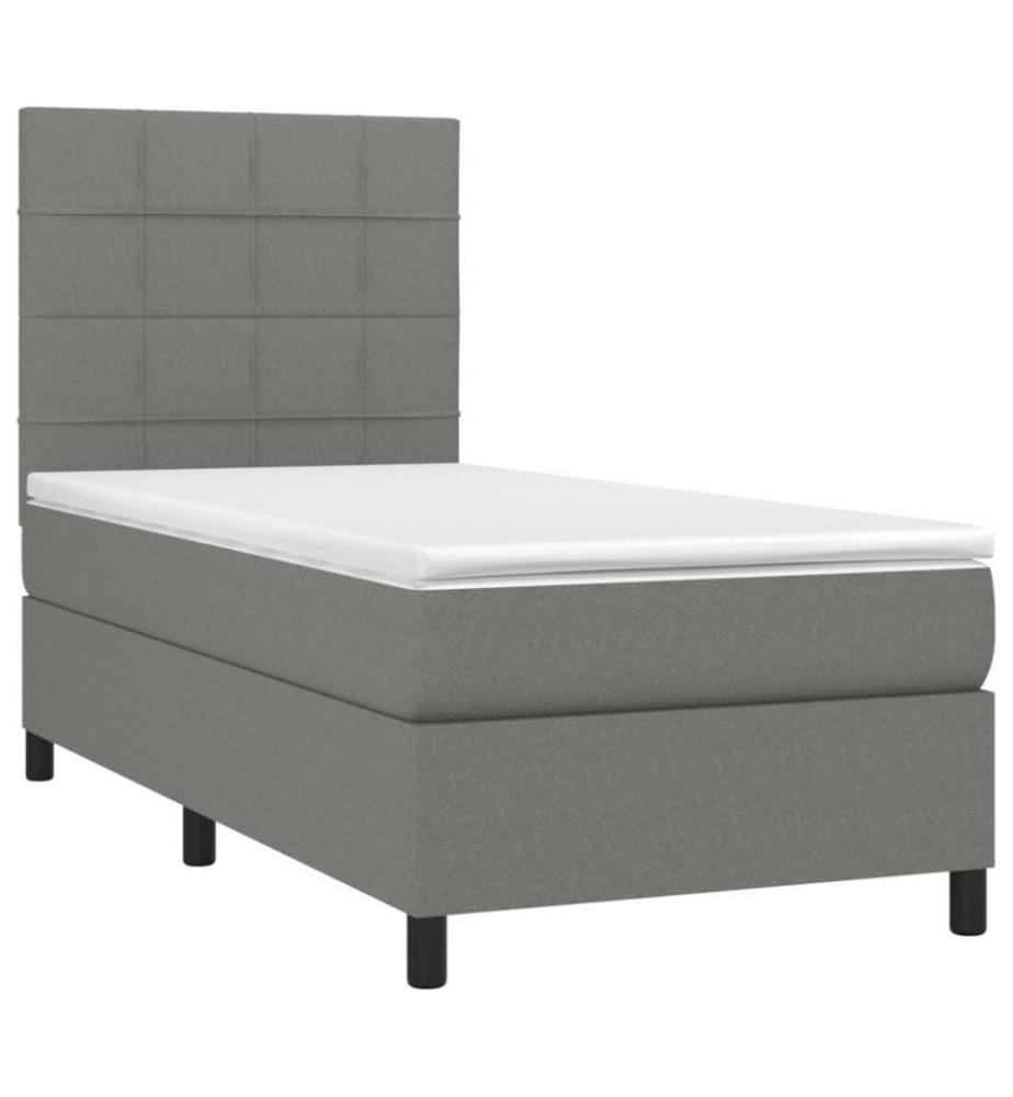 Boxspringbett mit Matratze & LED Dunkelgrau 80x200 cm Stoff