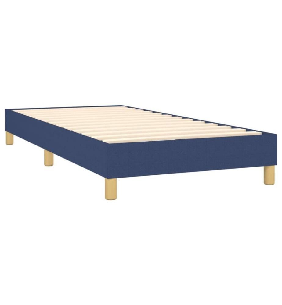 Sommier à ressorts de lit Bleu 90x200 cm Tissu