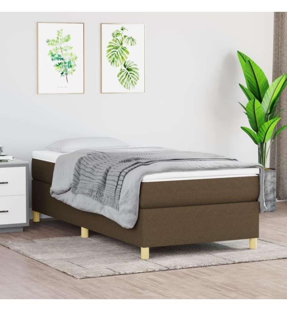 Sommier à ressorts de lit Marron foncé 90x200 cm Tissu