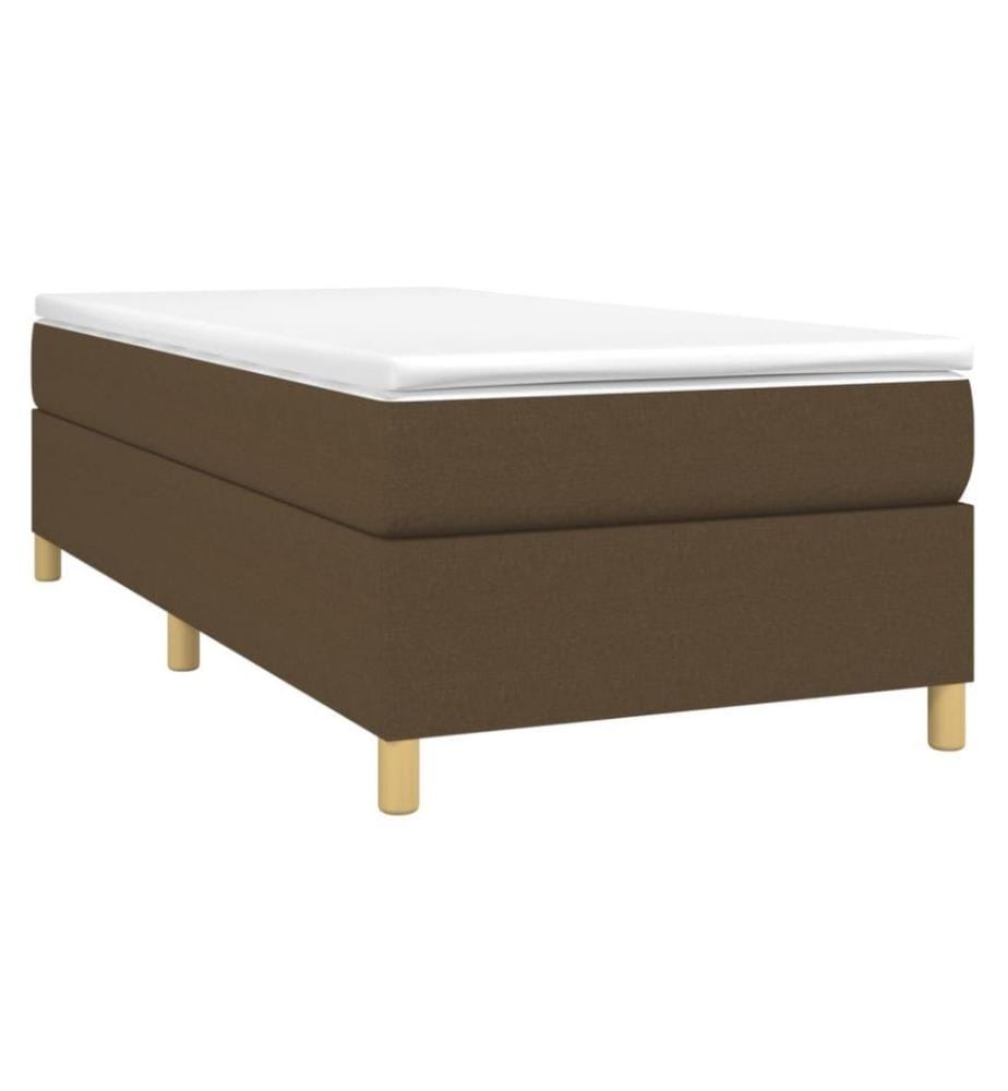 Sommier à ressorts de lit Marron foncé 90x200 cm Tissu