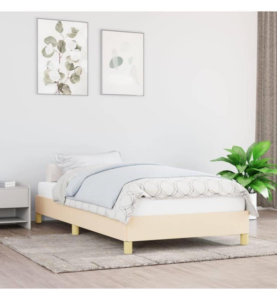 Cadre de lit Crème 90x190 cm Tissu