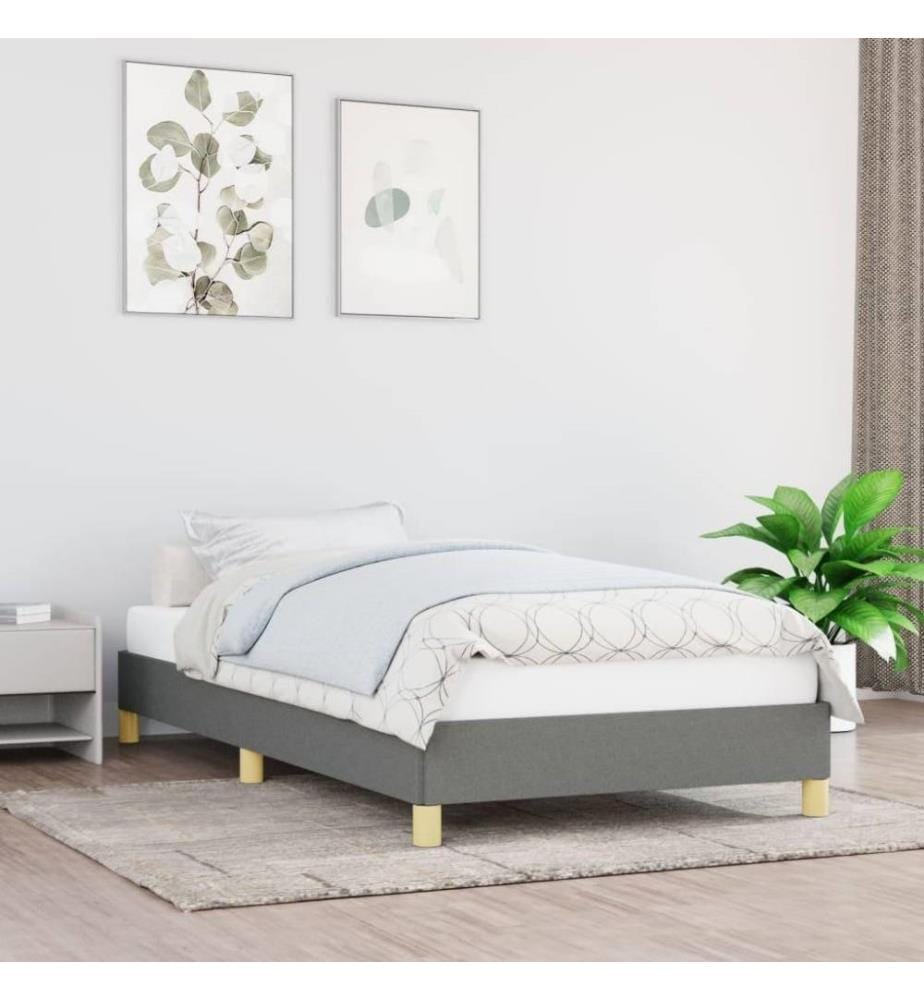 Cadre de lit Gris foncé 90x190 cm Tissu