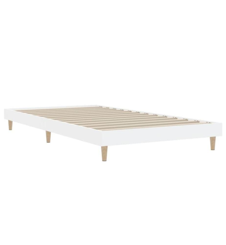 Cadre de lit blanc 90x200 cm bois d'ingénierie