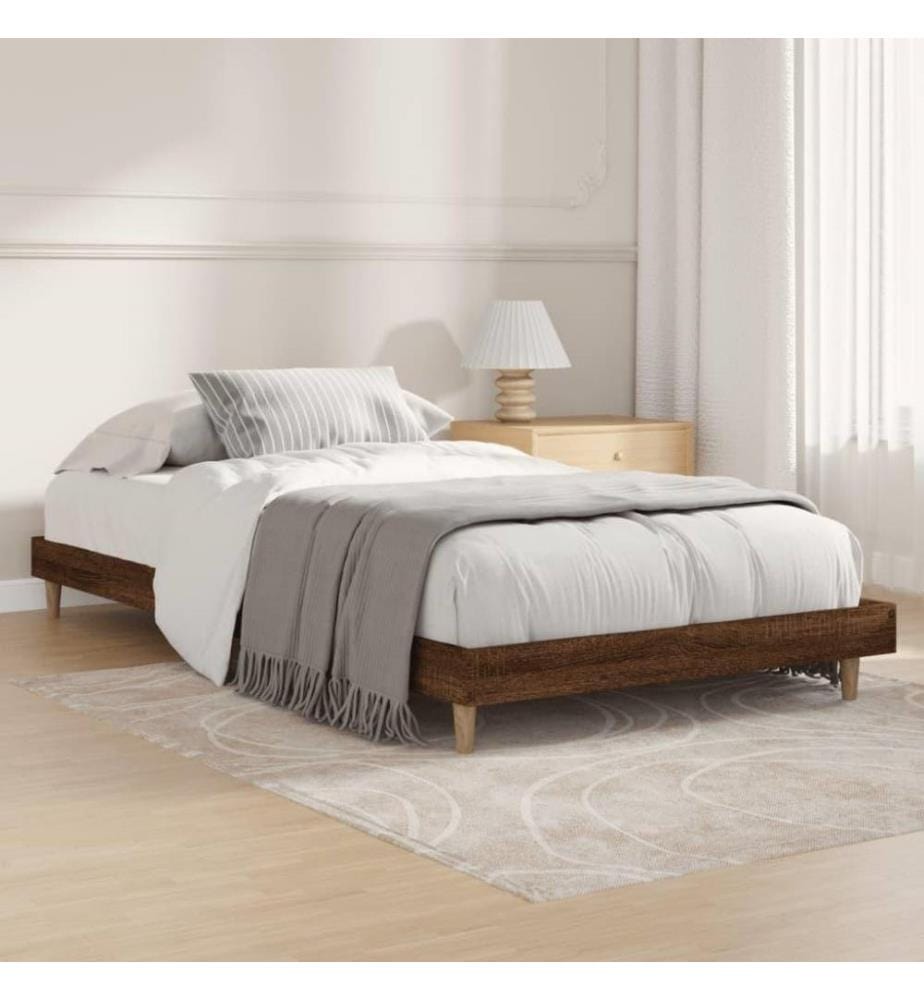 Cadre de lit chêne marron 100x200 cm bois d'ingénierie