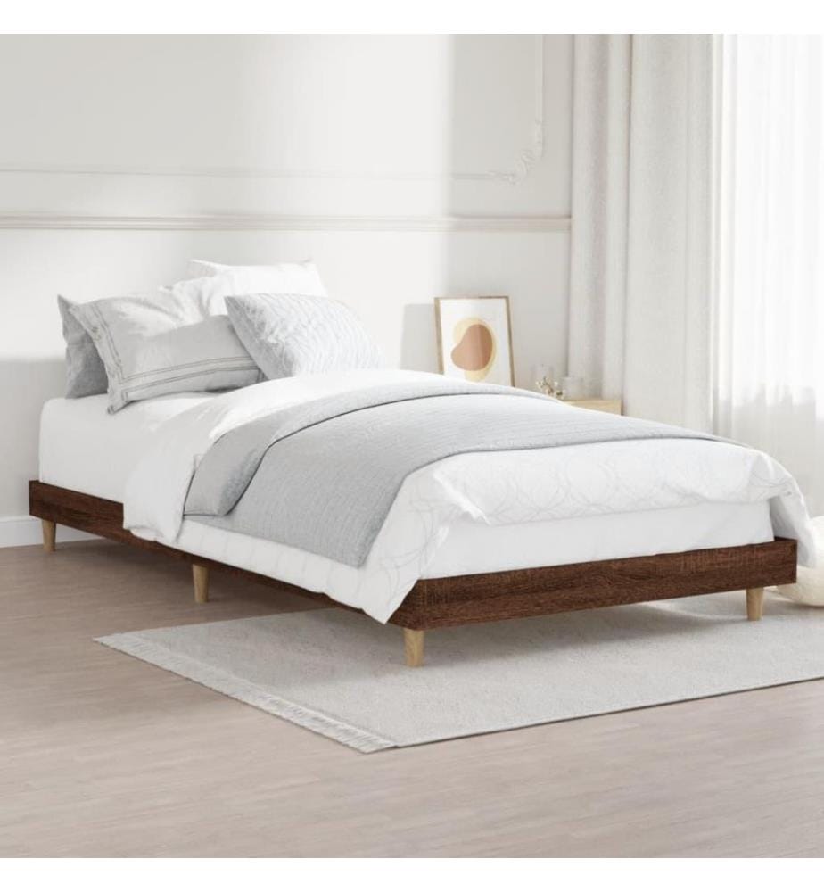 Cadre de lit chêne marron 100x200 cm bois d'ingénierie