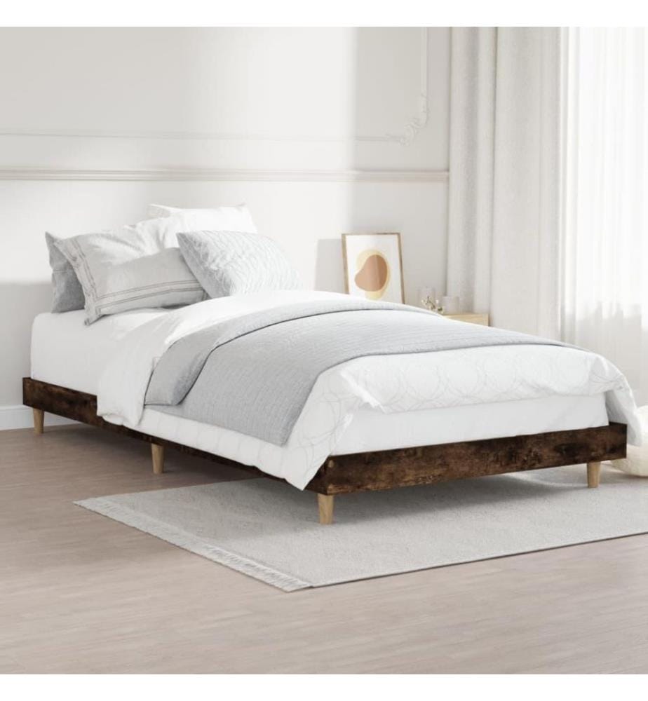 Cadre de lit chêne fumé 90x200 cm bois d'ingénierie