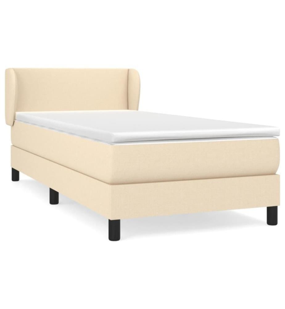 Lit à sommier tapissier avec matelas Crème 90x200 cm Tissu