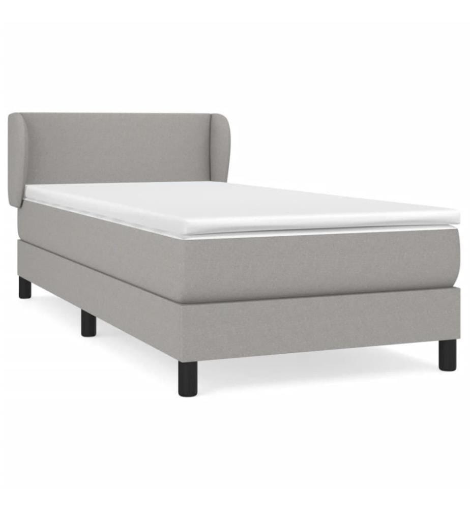 Boxspringbett mit Matratze Hellgrau 100x200 cm Stoff