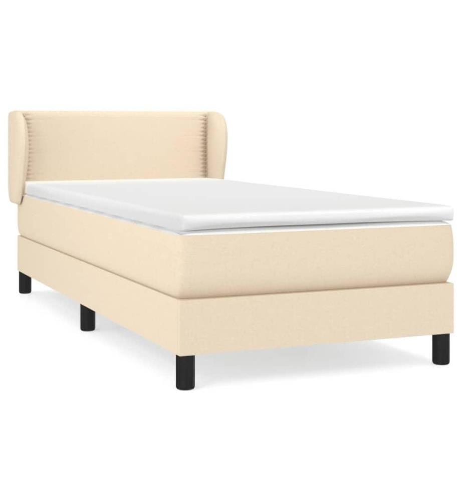 Lit à sommier tapissier avec matelas Crème 90x200 cm Tissu