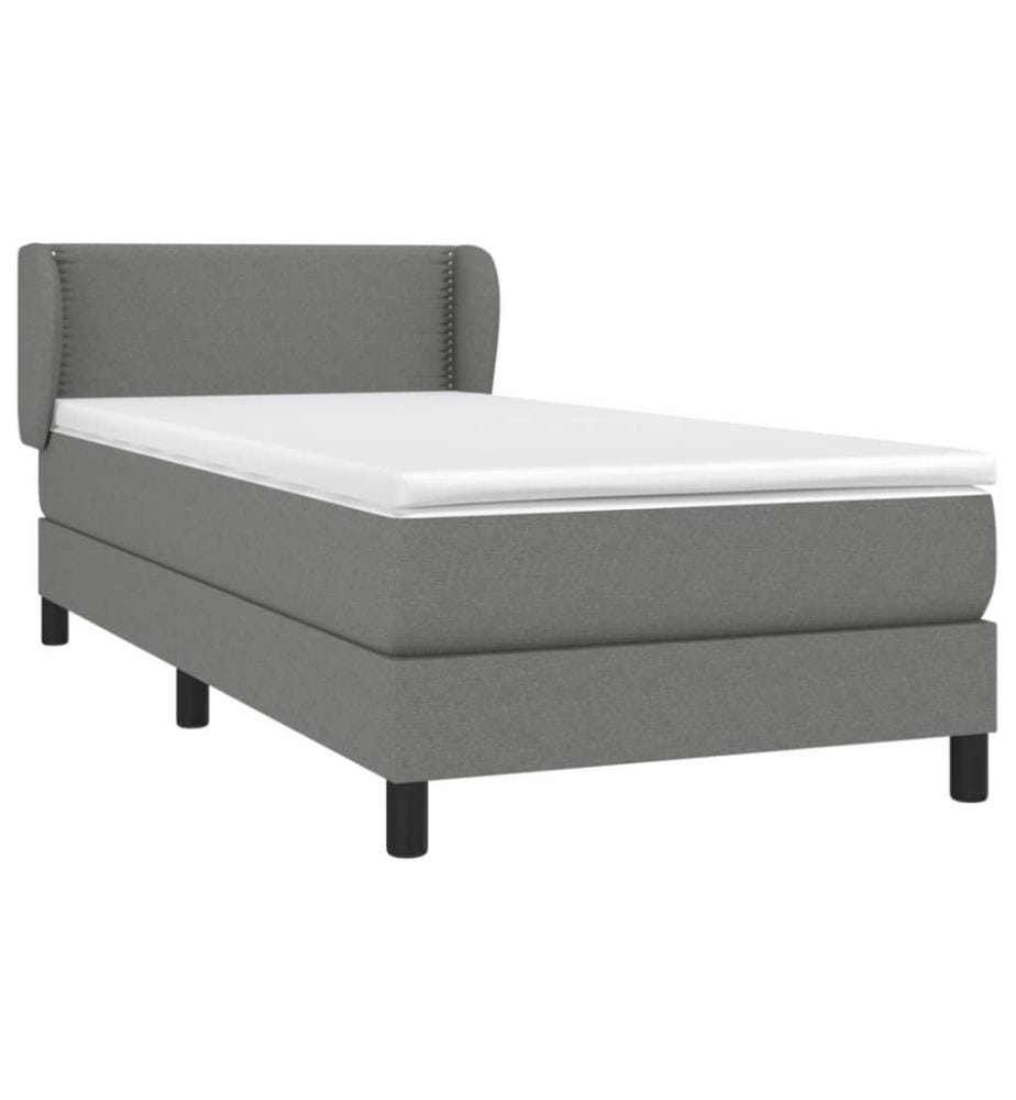 Boxspringbett mit Matratze Dunkelgrau 90x200 cm Stoff