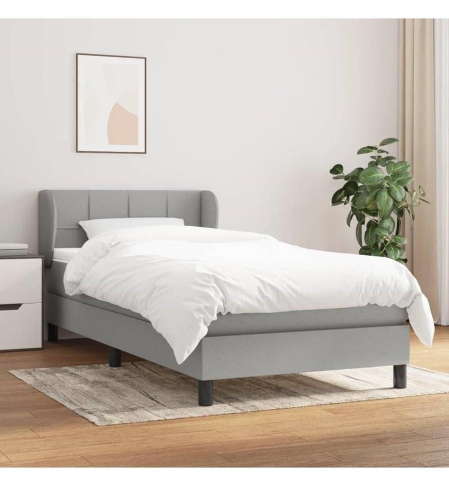 Lit à sommier tapissier avec matelas Gris clair 90x200 cm Tissu