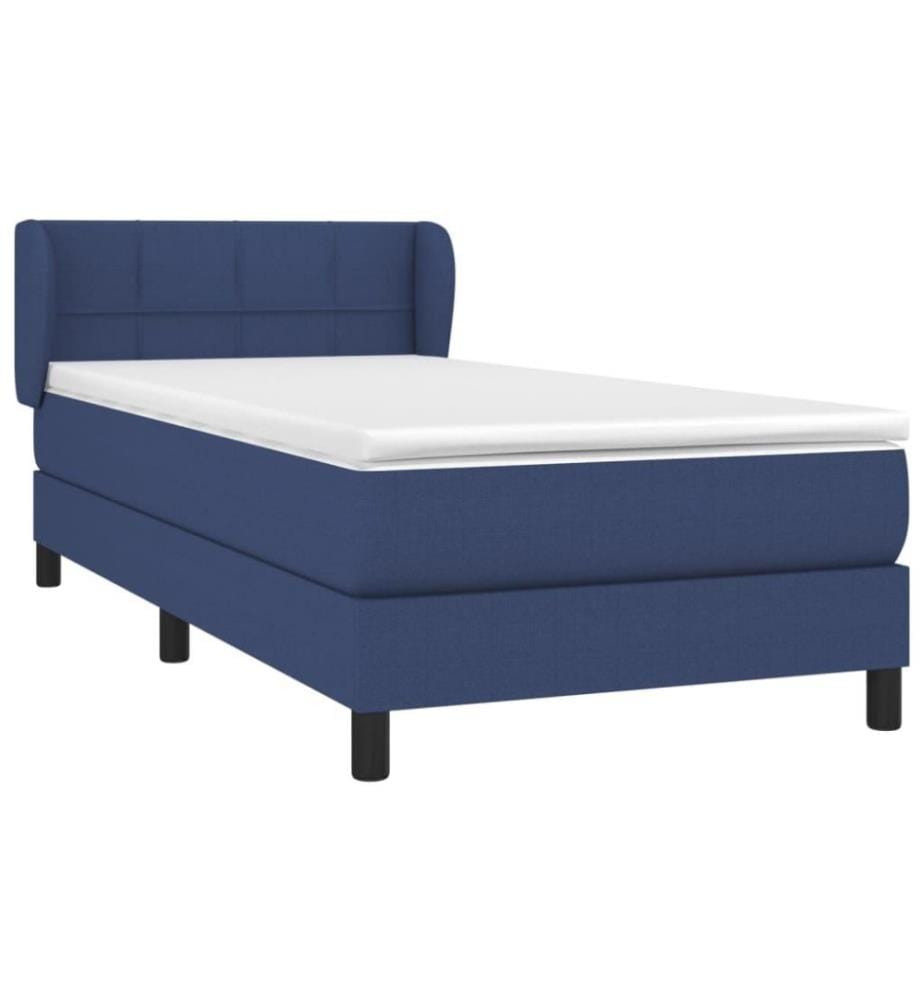Lit à sommier tapissier avec matelas Bleu 100x200 cm Tissu