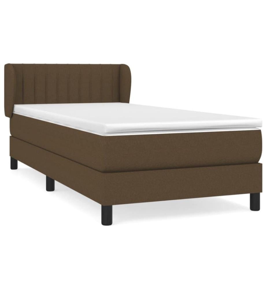 Lit à sommier tapissier avec matelas Marron foncé 90x200 cm