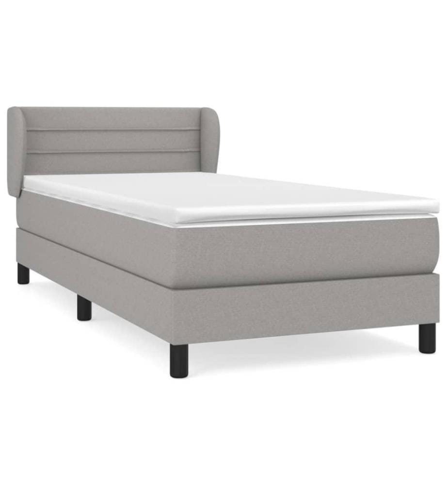 Lit à sommier tapissier avec matelas Gris clair 90x200 cm Tissu