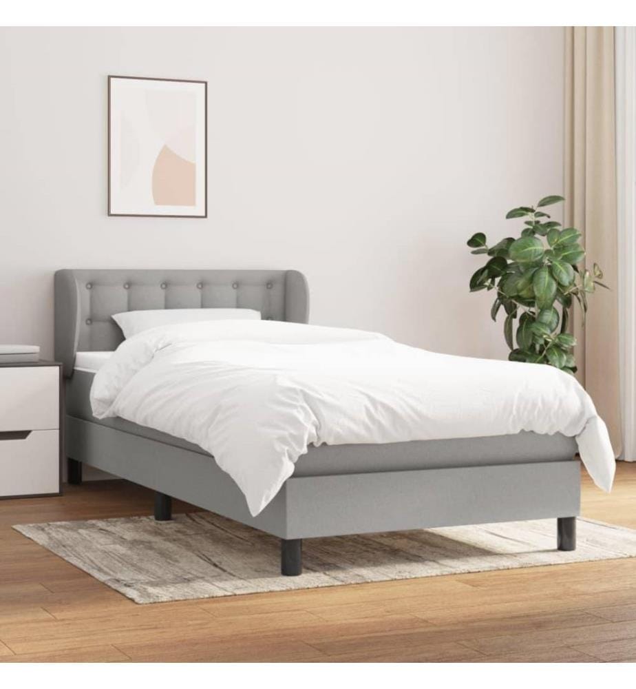 Boxspringbett mit Matratze Hellgrau 90x200 cm Stoff