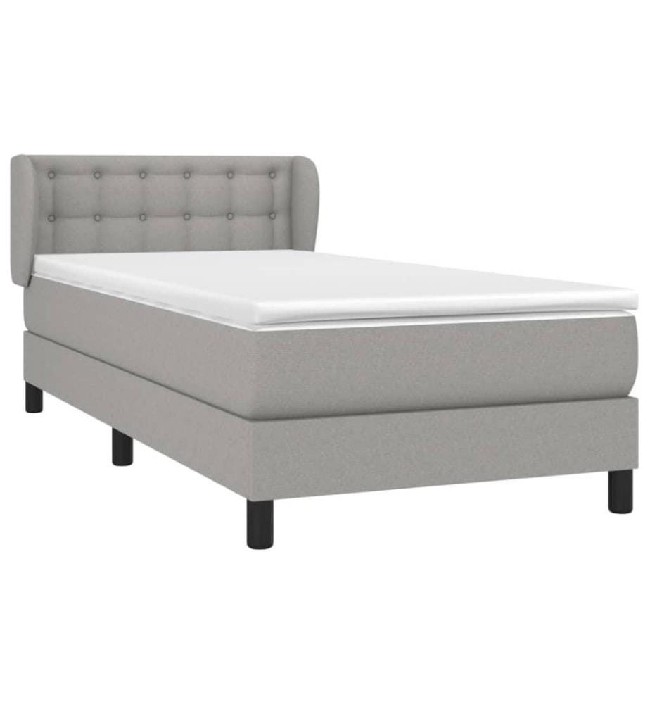 Boxspringbett mit Matratze Hellgrau 90x200 cm Stoff